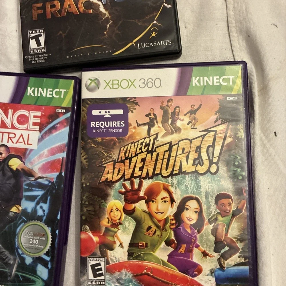 Lot If Three Xbox 360 Games Two Kinect And One Live  Adventures, Dance, Fracture